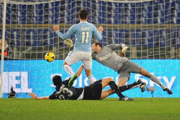 Miroslav klose Lazio. Goal celebration. Roma 06-01-2014 Stadio Olimpico. Football Calcio 2013 2014 Serie A. Lazio Rom - Inter Mailand. AntoniettaxBaldassarre