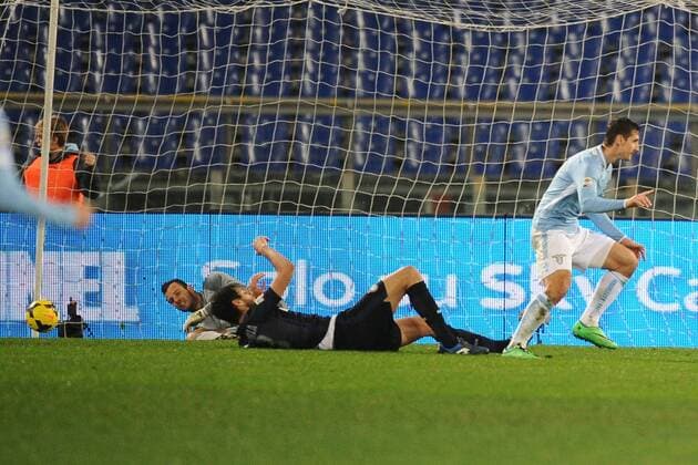 Miroslav klose Lazio. Goal celebration. Roma 06-01-2014 Stadio Olimpico. Football Calcio 2013 2014 Serie A. Lazio Rom - Inter Mailand. AntoniettaxBaldassarre