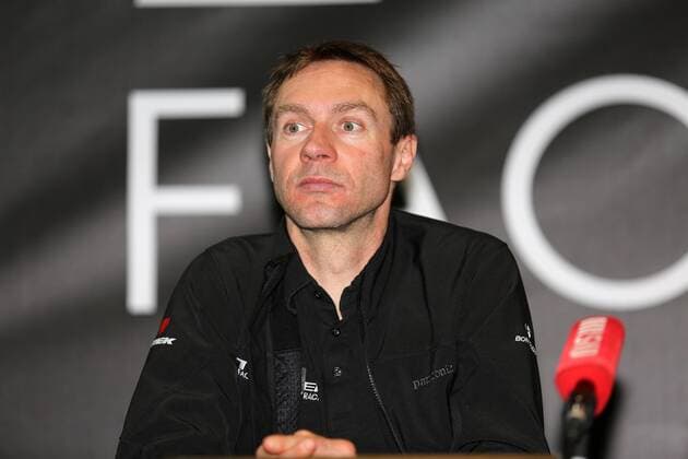 Jens VOIGT ( GER Trek Factory Racing ) im Interview bei der Teampräsentation des World Tour Teams Trek Factory Racing im französischen Roubaix - Fahrervorstellung - Teampraesentation - World Tour Team Trek - Querformat - quer - horizontal - Event: Trek Factory Team Präsentation - Saison 2014 - Location: Roubaix - Frankreich - Europa - Datum: 10.01.2014