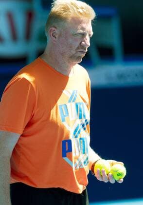 TENNIS - ATP, Australian Open 2014 MELBOURNE,AUSTRALIEN,11.JAN.14 - TENNIS - ATP Tennis Herren World Tour, Grand Slam, Australian Open, Training. Bild zeigt Boris Becker, den Trainer von Novak Djokovic (SRB). 