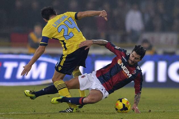 Cristian Ledesma Lazio, Panagiotis Kone Bologna Bologna 11-01-2014 StadioDall Ara - Football Calcio Serie A 2013 2014 FC Bologna - Lazio Roma andreaxstaccioli