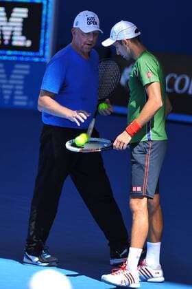 Novak Djokovic (SRB) Boris Becker (GER) TENNIS : Australian Open - Melbourne - 12 01 2014 TennisMagazine PanoramIc 