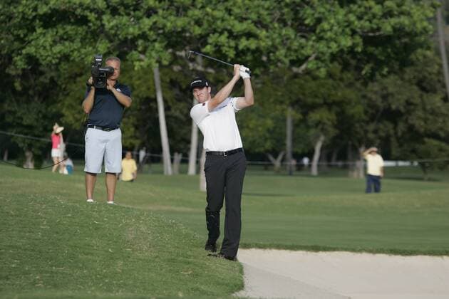 Jan. 12, 2014 - Honolulu, Hi, HI, USA - January 12, 2014: Jimmy Walker hits his second shot on the par 5 18th on the way to victory during the final round of the Sony Open at the Waialae Country Club in Honolulu, HI. PGA Golf Herren Golf: Sony Open in Hawaii JAN12 - ZUMAc04