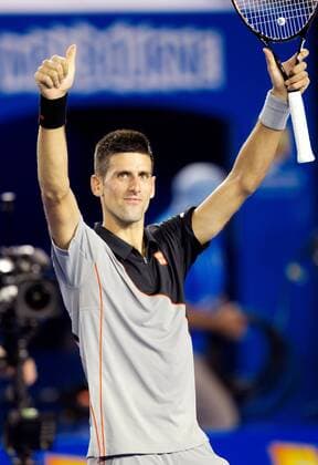 TENNIS - ATP, Australian Open 2014 MELBOURNE,AUSTRALIEN,13.JAN.14 - TENNIS - ATP Tennis Herren World Tour, Grand Slam, Australian Open. Bild zeigt den Jubel von Novak Djokovic (SRB). 