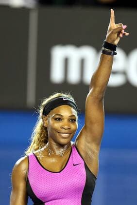 (140113) -- MELBOURNE, Jan. 13, 2014 (Xinhua) -- Serena Williams of the United States gestures to the audience after winning her women s singles match on first round of the 2014 Australian Open tennis tournament in Melbourne on Jan. 13, 2014. (Xinhua Li Peng) (SP)AUSTRALIA-MELBOURNE-AUSTRALIA OPEN-SERENA WILLIAMS 