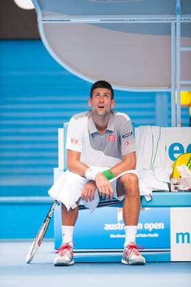Jan. 15, 2014 - Melbourne, Victoria, Australia - Defending Australian Open Champion Novak Djokovic (SRB) in third day, second round play. Melbourn s Rod Laver Arena. 2014 Tennis - Australian Open - Day 3 - ZUMAkh1