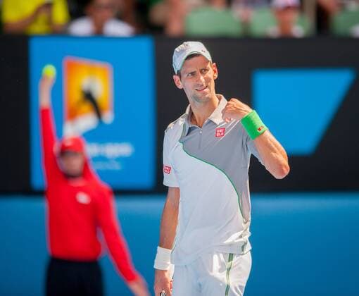 Jan. 15, 2014 - Melbourne, Victoria, Australia - Defending Australian Open Champion Novak Djokovic (SRB) in third day, second round play. Melbourn s Rod Laver Arena. 2014 Tennis - Australian Open - Day 3 - ZUMAkh1
