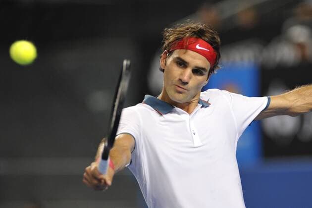 16.01.2014 Melbourne, Australia. Roger Federer of Switzerland in action on day four of the Australian Open from Melbourne Park. xEssixLimx  ActionPlus11488844