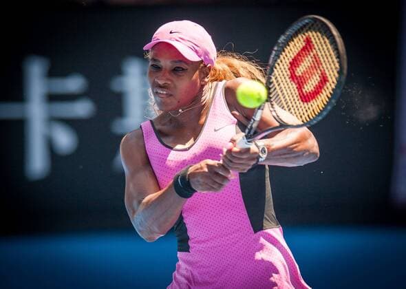 Jan. 17, 2014 - Melbourne, Victoria, Australia - Serena Williams (USA) in the third round of the 2014 Australian Open. Extreme heat warnings were in effect as the tournament moved into its fifth day in Melbourne. 2014 Tennis - Australian Open - Day 5 - ZUMAkh1