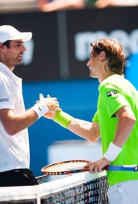 Jan. 17, 2014 - Melbourne, Victoria, Australia - David Ferrer (ESP) in Day Five of the Australian Open. Melbourne s Rod Laver Arena. Tennis 2014 - Australian Open - Day 5 - ZUMAkh1