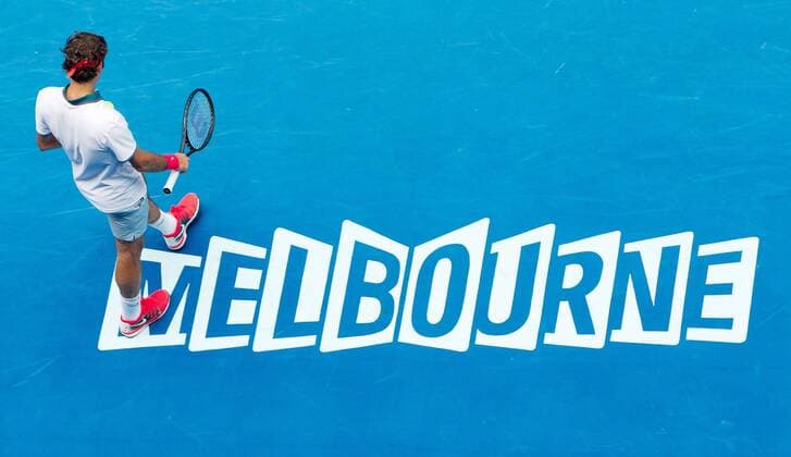 TENNIS - ATP, Australian Open 2014 MELBOURNE,AUSTRALIEN,18.JAN.14 - TENNIS - ATP Tennis Herren World Tour, Grand Slam, Australian Open. Bild zeigt Roger Federer (SUI). 