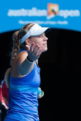 Jan. 19, 2014 - Melbourne, Victoria, Australia - January 19, 2014: 9th seed Angelique KERBER (GER) in action in a 4th round match on day 7 of the 2014 Australian Open grand slam tennis tournament at Melbourne Park in Melbourne, Australia. Sydney Tennis 2014: Australian Open JAN 19 - ZUMAc04