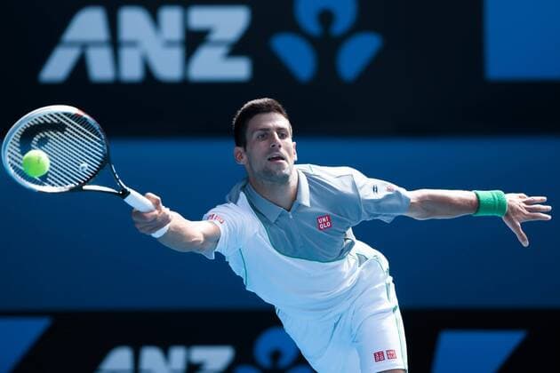 Jan. 19, 2014 - Melbourne, Victoria, Australia - January 19, 2014: 2nd seed Novak DJOKOVIC (SRB) in action on day 7 of the 2014 Australian Open grand slam tennis tournament at Melbourne Park in Melbourne, Australia. Sydney Tennis 2014: Australian Open JAN 19 - ZUMAc04