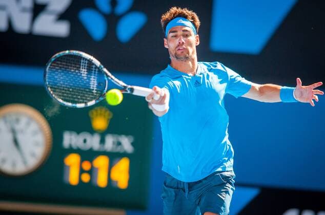 Jan. 19, 2014 - Melbourne, Victoria, Australia - Tennis bad boy Fabio Fognini (ITA) in day seven of the 2014 Australian Open in Melbourne. Tennis 2014 - Australian Open - Day 7 - ZUMAkh1