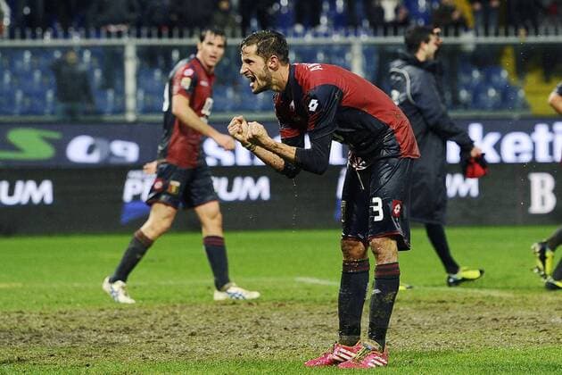 Schlussjubel Luca Antonini Genoa Genova 19-01-2014, Stadio Marassi, Football Calcio 2013 2014 Serie A, Inter Mailand vs CFC Genua 1893 FC imagexsport
