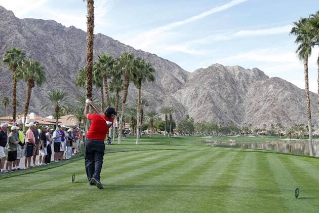 January 19, 2014: Patrick Reed hits a tee shot on the 13th hole during the Humana Challenge in partnership with the Clinton Foundation on the Arnold Palmer Private Course at PGA Golf Herren West in La Quinta, CA. .Charles Baus CSM PGA Golf Herren Tour 2014: Humana Challenge JAN 19 - ZUMAcb8