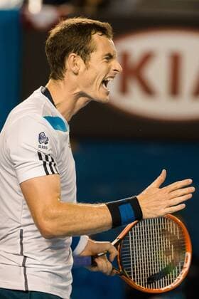 Jan. 22, 2014 - Melbourne, Victoria, Australia - January 22, 2014: Andy MURRAY (GBR) in action against 4th seed 6th seed Roger FEDERER (SUI) in a Quarterfinals match on day 10 of the 2014 Australian Open grand slam tennis tournament at Melbourne Park in Melbourne, Australia. Sydney Low Cal Media Tennis 2014: Australian Open JAN 22 - ZUMAc04