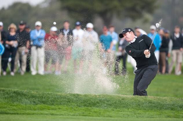 24 January 2014: Jimmy Walker (Boerne, TX) out of a sand trap during the second round of the Farmers Insurance Open at Torrey Pines Golf Course in La Jolla, CA GOLF: JAN 24 PGA Golf Herren - Farmers Insurance Open - Second Round Icon140124038 EDITORIAL USE ONLY