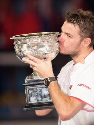 Jan. 26, 2014 - Melbourne, Victoria, Australia - Stanislas Wawrinka of Switzerland to claim the 2014 Australian Open Men s Singles Championship.. The match was held on center court at Melbourne s Rod Laver Arena. Tennis 2014 - Australian Open - Day 14 - ZUMAkh1