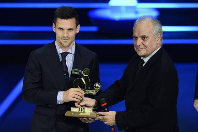 Db Milano 27 01 2014 - Gala Oscar del calcio AIC 2013 foto DanielexBuffa Image Sport pictured: Cristian Maggio-Mauro Mazza 
