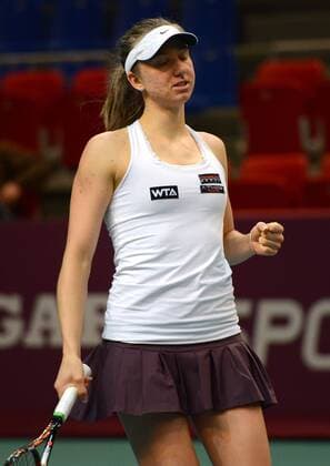 Mona Barthel (GER) macht die Faust und jubelt. Open GDF Suez, 2014, Paris, Frankreich.