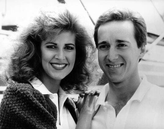 Freddie Spencer (USA) mit Freundin Sarie Joubert (Miss Louisiana 1985)