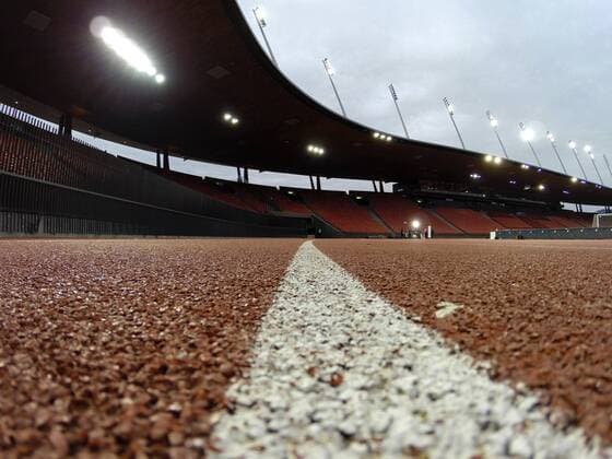 Leeres Letzigrund Stadion mit Flutlicht, FC Zuerich, Super League, Fussball, 01.02.2014 