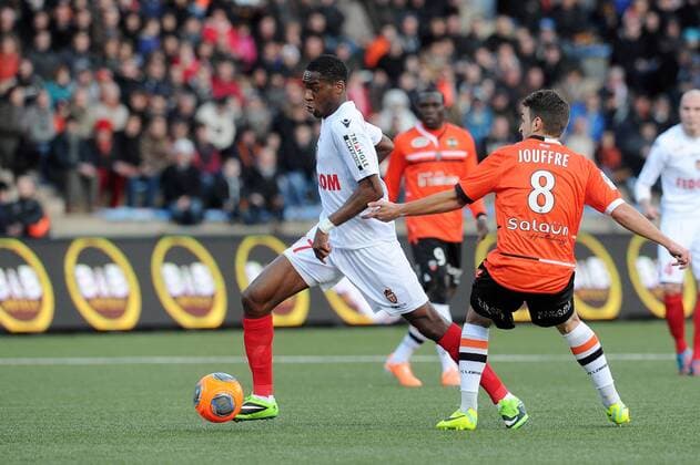 Geoffrey Kondogbia (Monaco) Yann Jouffre (Lorient) FOOTBALL : Lorient vs Monaco - Ligue 1 - 01 02 2014 N.LeGouic FEP Panoramic 
