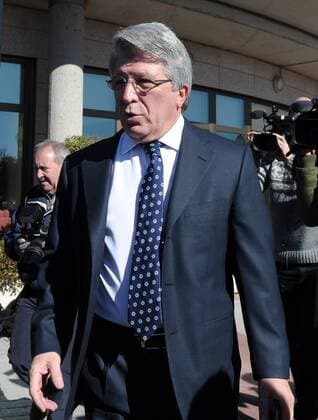 Atletico de Madrid s President Enrique Cerezo during the funeral ceremony in memory of the national soccer team coach Luis Aragones. February 2, 2014.  (1608375)