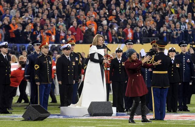 Opera singer Renee Fleming performs the National Anthem at the Super Bowl XLVIII at MetLife Stadium in East Rutherford, New Jersey on February 2, 2014. MetLife Stadium hosts the NFL s first outdoor cold weather Super Bowl.  SBX20140202559