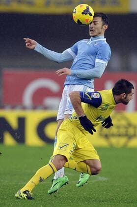 Stefan Radu Lazio, Sergio Pellissier Chievo Verona 02-02-2014 Stadio Bentegodi. Football Calcio Serie A 2013 2014 AC Chievo Verona - Lazio Rom. fnozxinside