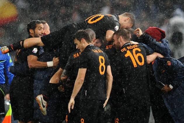 Kevin Strootman, Roma.Goal celebration. Roma 05-02-2014 Stadio Olimpico. Football Calcio 2013 2014 Tim Cup. AS Roma - SCC Napoli. AntoniettaxBaldassarre