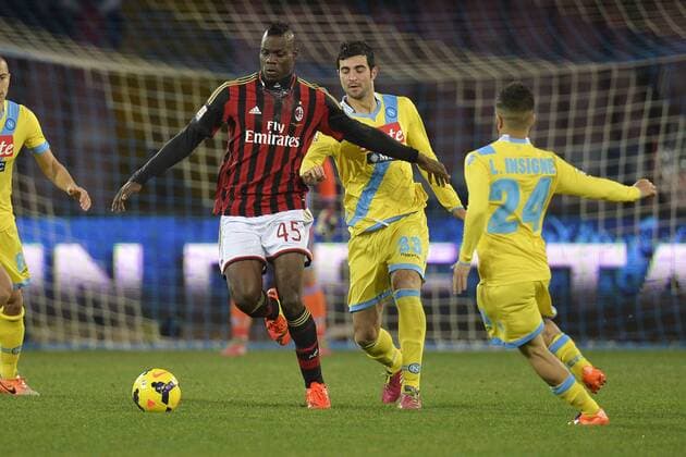Mario Balotelli Milan, Raul Albiol, Lorenzo Insigne Napoli Napoli 08-02-2014 Stadio San Paolo - Football Calcio Serie A 2013 2014 SSC Neapel vs AC Mailand andreaxstaccioli