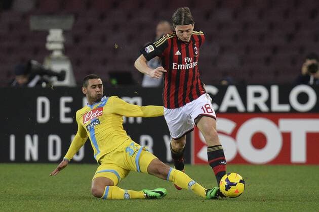 Faouzi Ghoulam Napoli,Riccardo Montolivo Milan Napoli 08-02-2014 Stadio San Paolo - Football Calcio Serie A 2013 2014 SSC Neapel vs AC Mailand andreaxstaccioli