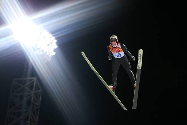 OLYMPIA - Olympische Spiele 2014 KRASNAJA POLJANA,RUSSLAND,09.FEB.14 - DIVERS, OLYMPIA, SKI NORDISCH, SKISPRINGEN - Olympische Winterspiele Sotschi 2014, RusSki Gorki Jumping Center, Esto-Sadok, Normalschanze, Herren. Bild zeigt Thomas Morgenstern (AUT). Keywords: Esto-Sadok. 
