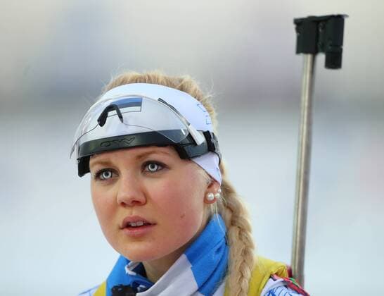 ITAR-TASS: SOCHI, RUSSIA. FEBRUARY 9, 2014. Grete Gaim of Estonia seen during the women s 7.5 km biathlon sprint at the Laura Ski and Biathlon Centre at the Sochi 2014 Winter Olympic Games.  kurios Aufmacher RE138991