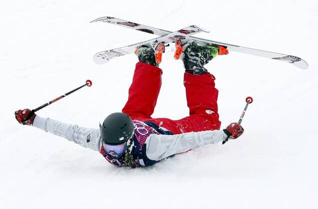 Feb. 11, 2014 - Sochi, RUS - Devin Logan, of the USA, finishes headfirst on her second run in the ladies ski slopestyle at the Rosa Khutor Extreme Park during the Winter Olympics in Sochi, Russia, Tuesday, Feb. 11, 2014. Logan won the silver medal. Ladies Ski Slopestyle Freestyle Skiing - ZUMAm67
