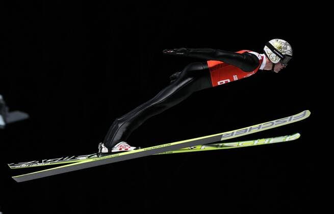 OLYMPIA - Olympische Spiele 2014 KRASNAJA POLJANA,RUSSLAND,12.FEB.14 - DIVERS, OLYMPIA, SKI NORDISCH, SKISPRINGEN - Olympische Winterspiele Sotschi 2014, RusSki Gorki Jumping Center, Esto-Sadok, Grossschanze, Training der Herren. Bild zeigt Thomas Morgenstern (AUT). 