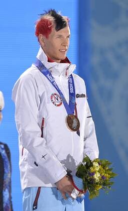 Norway s Magnus Krog stands with his bronze medal during the victory ceremony for 10km nordic combined individual Gunderson NH at the Sochi 2014 Winter Olympics on February 13, 2014 in Sochi, Russia.  OLY20140213409