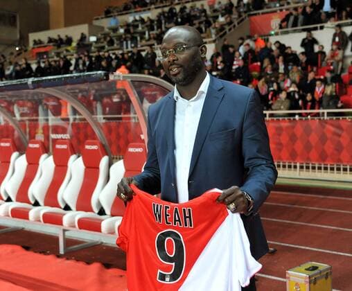 Former Monaco player George Weah - AS Monaco v Paris-Saint-Germain (PSG) - Ligue 1 - 09 02 2014 EDITORIAL USE ONLY. No use with unauthorised audio, video, data, fixture lists, club league logos or live services. Online in-match use limited to 120 images, no video emulation. No use in betting, games or single club league player publications.