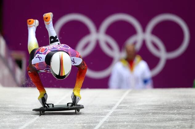 OLYMPIA - Olympische Spiele 2014 KRASNAJA POLJANA,RUSSLAND,15.FEB.14 - DIVERS, OLYMPIA, SKELETON - Olympische Winterspiele Sotschi 2014, Sliding Center Sanki, Rschanaja Poljana, Herren. Bild zeigt Alexander Kröckel (GER). Keyword: Start. 