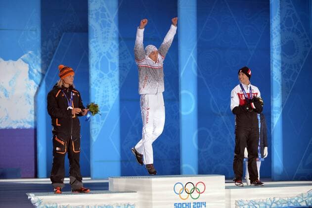 Eisschnelllauf Herren 1500m Koen Verweij, ZBIGNIEW BRODKA Gold Jubel, Denny Morrison  JAG_6265