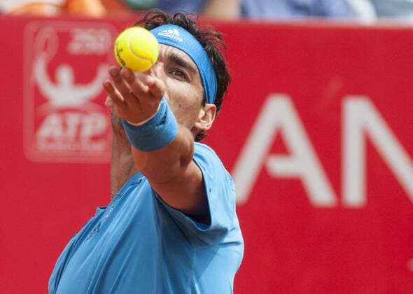 Fabio Fognini of Italy 2014 ATP Tennis Herren Buenos Aires final tennis match, in Buenos Aires, Argentina, on Feb. 16, 2014.(Xinhua Martin Zabala) (vf) (ah) (SP)ARGENTINA-BUENOS AIRES-TENNIS-ATP 