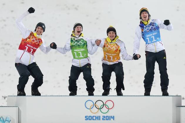 The XXII Winter Olympic Games 2014 in Sotchi, Olympics - Olympische Winterspiele Sotschi 2014, Men s Team Ski Jumping, Andreas Wank, Marinus Kraus, Andreas Wellinger, Severin Freund GER, xMaltexChristiansx