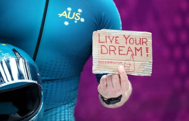 Feb. 17, 2014 - Sochi, Krasnodar Krai, Russia - A message from the Australia team during the Two-man Bobsleigh race during the 2014 Sochi Winter Olympics on February 17 in Sochi, Russia. Men s Bobsleigh - Sochi 2014 - ZUMAa35