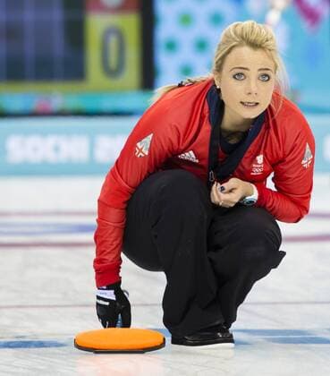 19.02.2014 Sochi, Krasnodar Krai, Russia. Great Britain vice-skip Anna SLOAN reacts after delivering a stone during the semifinal of the Women s Curling competition between Great Britain and Canada from the Ice Cube Curling Centre, Coastal Clustre - XXII Olympic Winter Games xCraigxMercerx  ActionPlus11500103