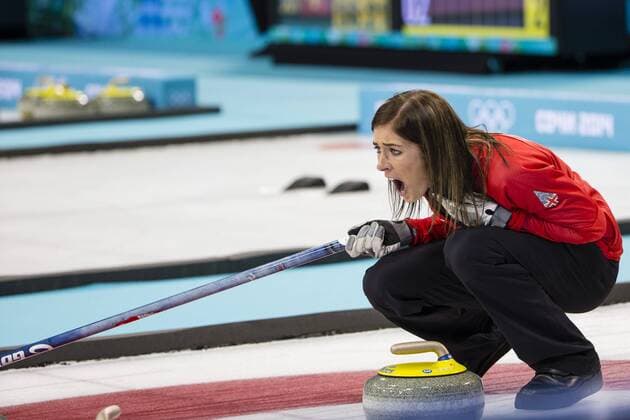19.02.2014 Sochi, Krasnodar Krai, Russia. Great Britain skip Eve MUIRHEAD shouts instructions during the semifinal of the Women s Curling competition between Great Britain and Canada from the Ice Cube Curling Centre, Coastal Clustre - XXII Olympic Winter Games xCraigxMercerx  ActionPlus11500108