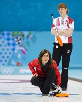 19.02.2014 Sochi, Krasnodar Krai, Russia. Great Britain skip Eve MUIRHEAD reacts after delivering a stone during the semifinal of the Women s Curling competition between Great Britain and Canada from the Ice Cube Curling Centre, Coastal Clustre - XXII Olympic Winter Games xCraigxMercerx  ActionPlus20175178