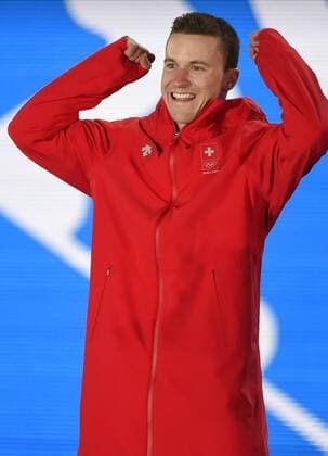 (140219) -- SOCHI, Feb. 19, 2014 (Xinhua) -- Silver medalist Nevin Galmarini of Switzerland poses during the awarding ceremony for the men s parallel giant slalom finals at the 2014 Sochi Winter Olympic Games in Sochi, Russia, Feb. 19, 2014. (Xinhua Wang Haofei) (SP)OLY-RUSSIA-SOCHI-SNOWBOARD-MEN S PARALLEL GIANT SLALOM FINALS 