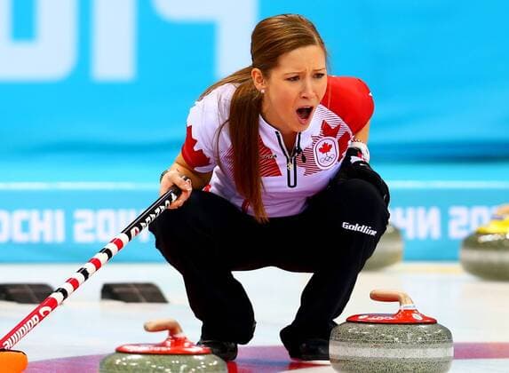 (140220) -- SOCHI, Feb. 20, 2014 (Xinhua) -- Canada s Kaitlyn Lawes competes during the women s gold medal competition of curling event at the 2014 Sochi Winter Olympic Games in Sochi, Russia, Feb. 20, 2014. Canada won the game and claimed the gold medal of the event.(Xinhua Gong Bing) (SP)OLY-RUSSIA-SOCHI-CURLING-WOMEN S GOLD MEDAL-CAN VS SWE 